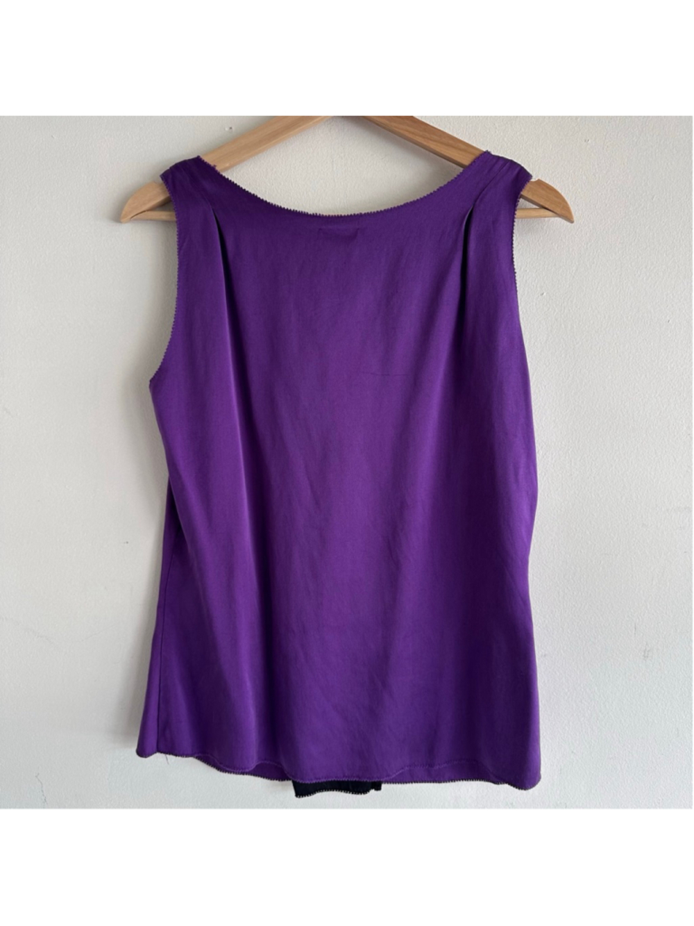 Tory Burch Purple Silk Tank Top with Black Tie, Size 12 - Picture 6 of 6